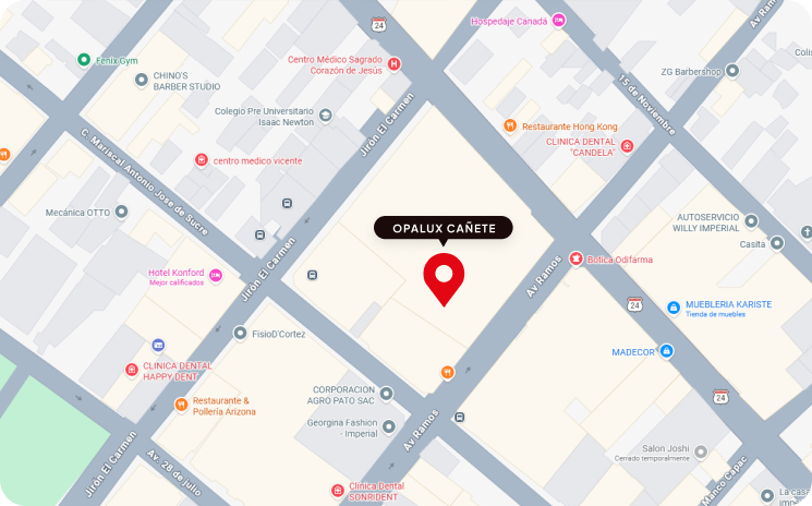 Mapa con la ubicación de Opalux Cañete